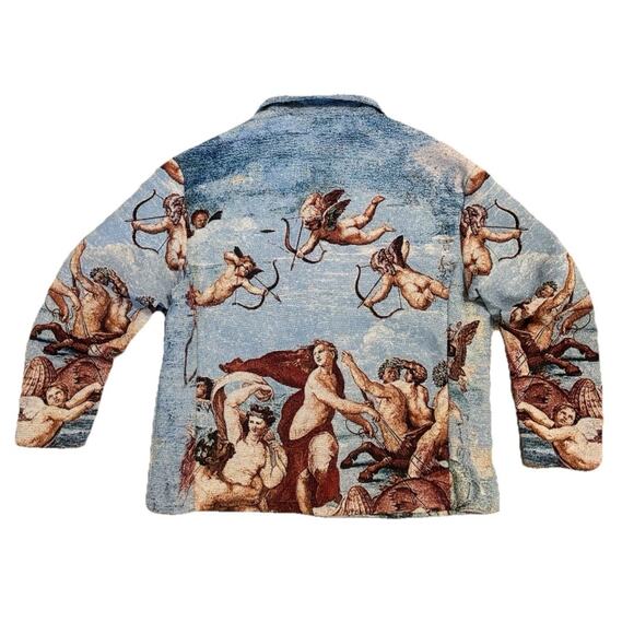 Rebel Vengeance Jacket Men’s SZ L Angel Art Tapestry Venus Renaissance Graphic - Picture 2 of 7
